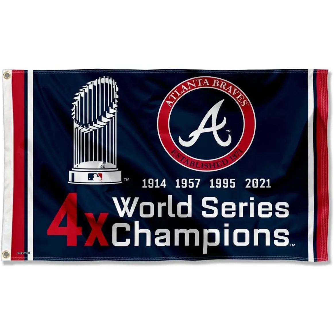 Atlanta Braves Years Series Champions 3x5 Ft Grommet Banner Flag, Lightweight Decorative Decoration for Room