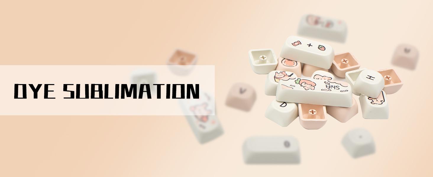PBT Keycaps 132 Keys Dye-Sublimation Kawaii Pink MOA Profile Custom Cute Keycaps Set Compatible with Cherry Gateron Kailh MX Switches for All Mechanical Keyboards