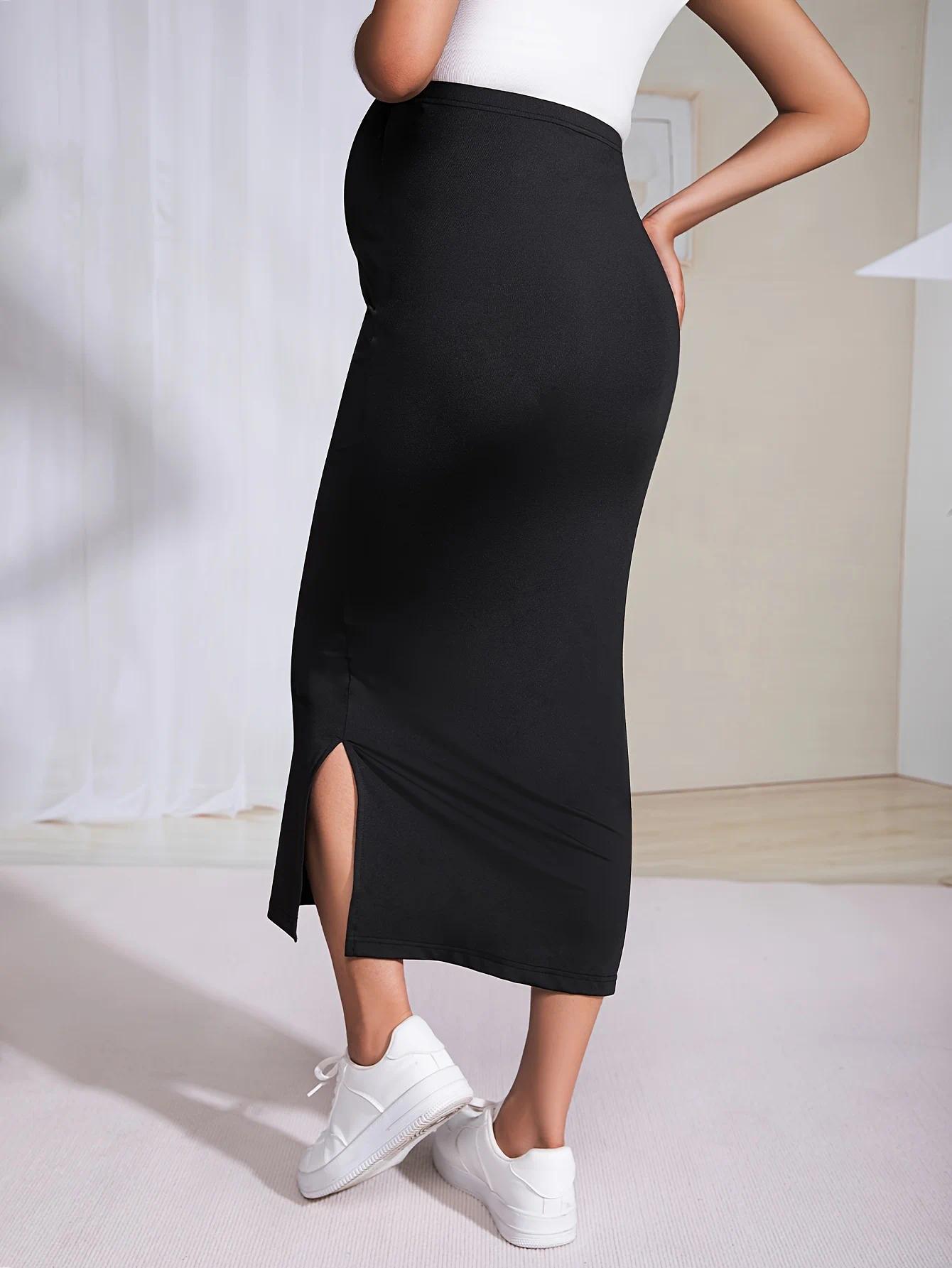 Maternity casual summer dress, stretchy and comfortable, black dress, hip-hugging skirt, professional hip-hugging skirt