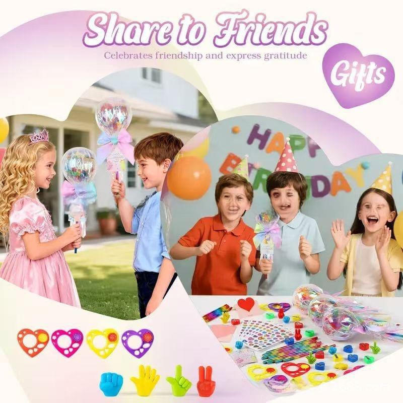 Party 24-Pack Giant Lollipop Valentine's Day Set with Rainbow Pencils & Candy Lollipop-Shaped Containers for School Parties & Classroom Gifts Perfect for Boys and Girls Christmas Stationery Kids Halloween Sticker Eraser Stamper Heart Card
