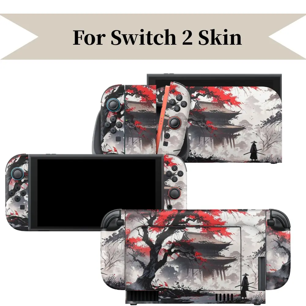 Samurai Pagoda Vinyl Skin Sticker Compatible with Switch 2 Console, Decal Wrap Cover for Console Dock Joy-Con (Sticker Only), Gift for Gamers