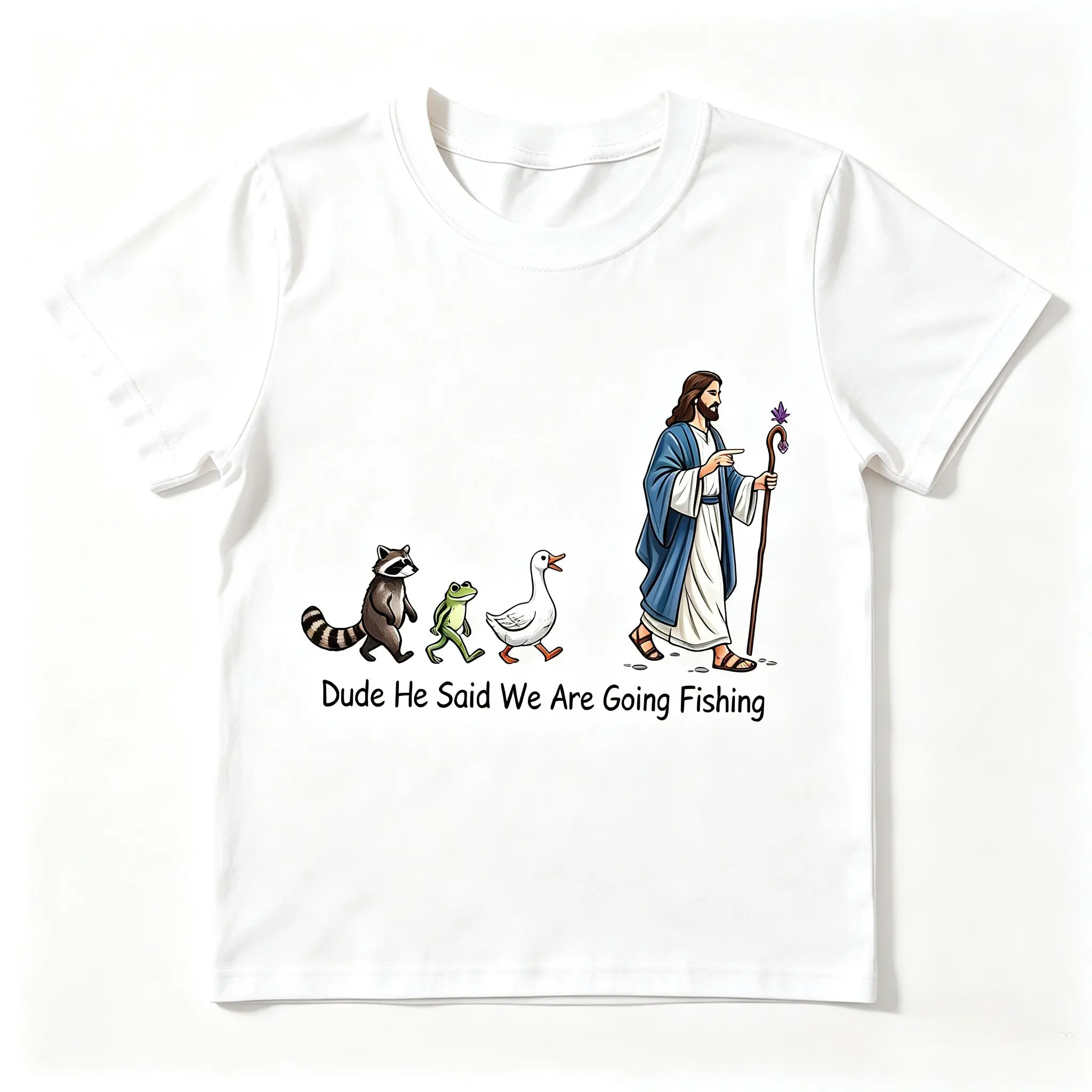 Women's Cartoon Walk Graphic T-Shirt - Cute Raccoon Frog Duck Print, Oversized Comfort Cotton, Short Crew Neck Top, Fashion Casual Funny Wildlife Tee, Valentine's Day Gift For Him Her, Tops