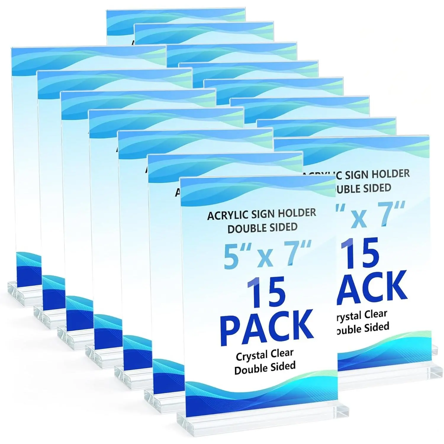 15pcs 5x7 Acrylic Sign Holder - Clear Table Display Stand for Offices, Restaurants, Exhibitions, Shops