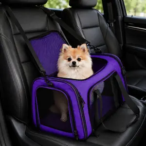 Portable Pet Travel Bag, Fashion Design, Breathable Mesh, Secure Seat Belt, Suitable for Small Dogs Cats, Foldable, Airline Approved