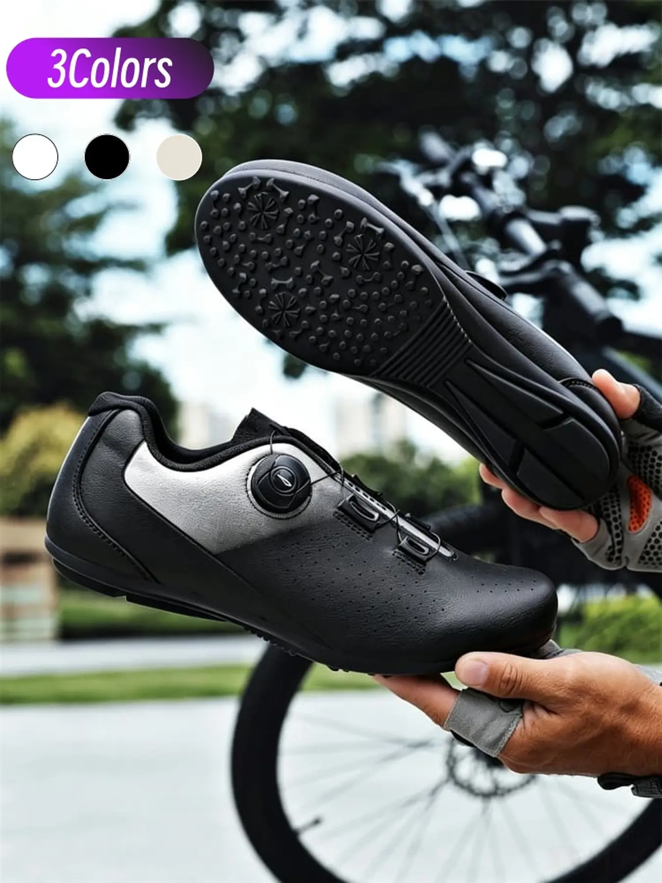 Men Women Racing Road Cycling Lock Shoes Knob Lace Upper Lightweight For Long Bike Training Cycling
