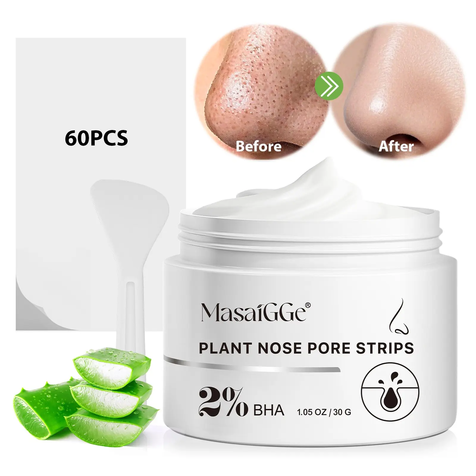 Masaigge Blackhead Removal Nose Mask 30g, Deep Cleansing Pore Care, Effective Blackhead Treatment, Skin Purifying Facial Mask