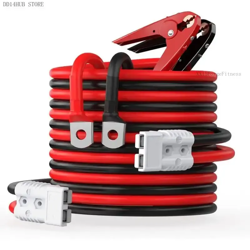 Heavy Duty Jumper Cables for Diesel  - 1 Gauge 25  extra long Booster  Cables with Permanent Installation kit and Quick Connect Plug for , SUVDD14HUB STOREXX15ForgeFitness