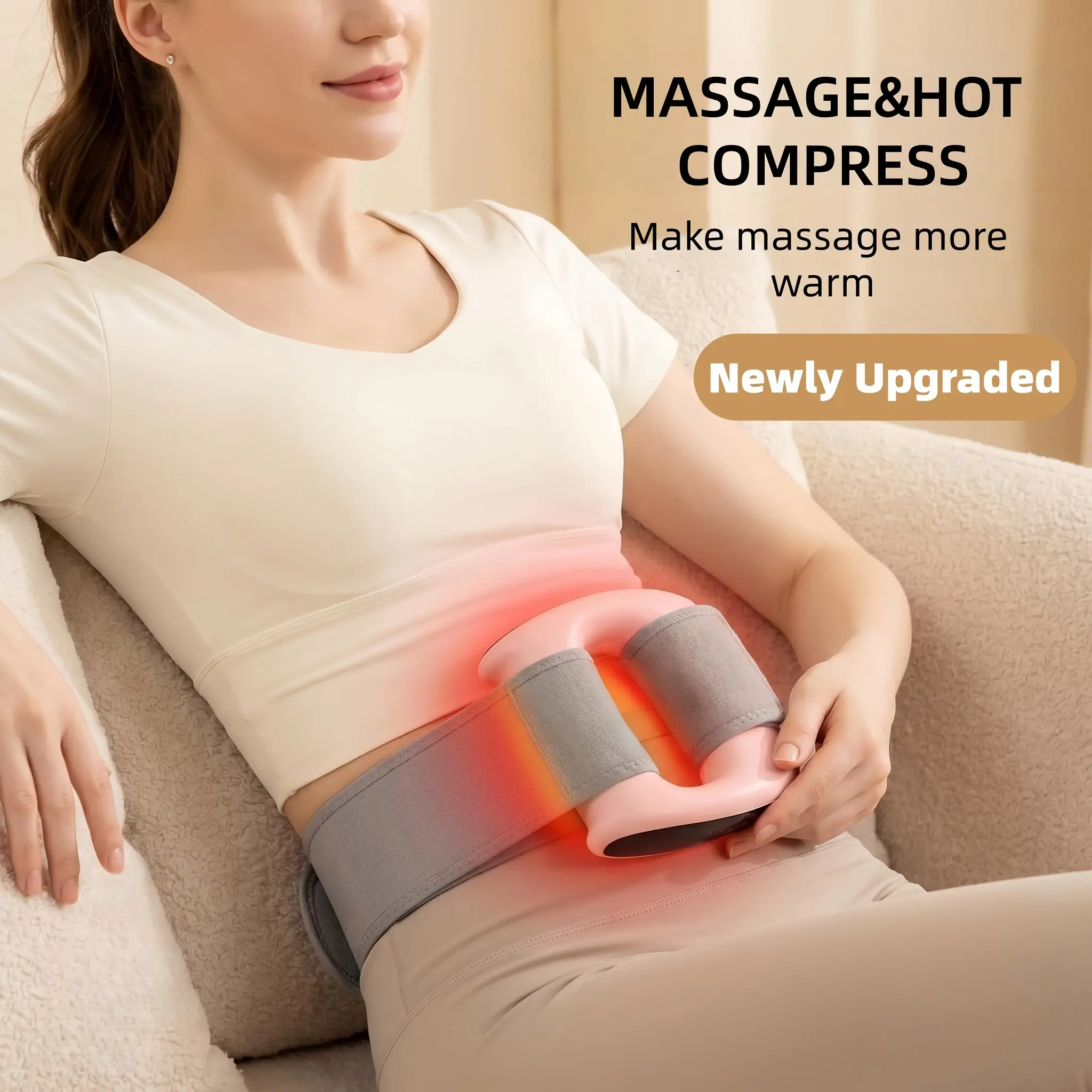 Light Luxury High-End Fascia Ring, Equipped with Belt, Type-C Charging, Powerful Motor, 5-Speed High-Frequency Vibration Mode with Hot Compress Ergonomic Comfortable Grip, Suitable for Full Body Massagers Such As Waist, Arms, Legs, Etc