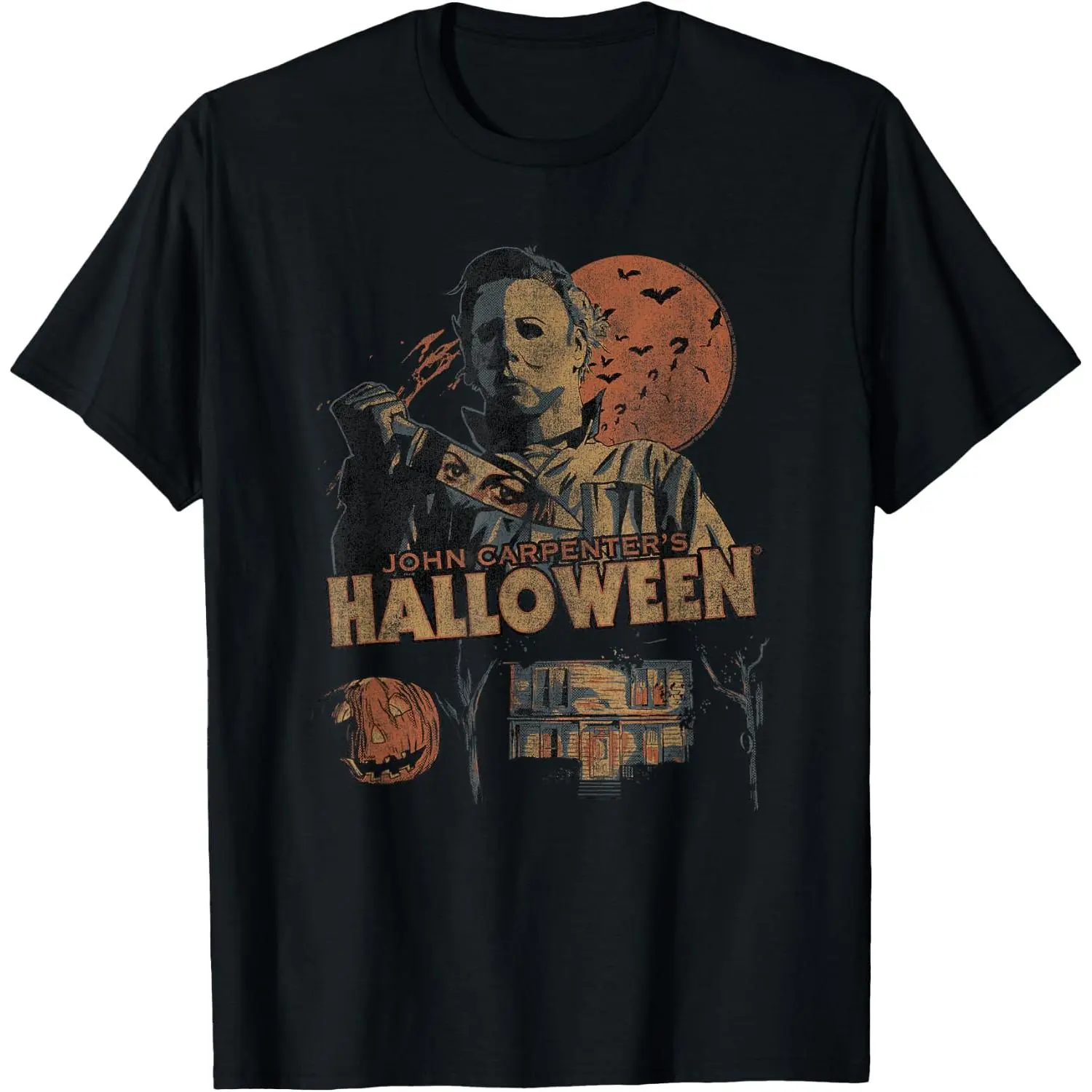 Unisex Cotton Halloween Vintage Fall Inspired Collage Retro Horror Movie T-Shirt Retro Slasher Movie Vintage Horror Graphic Black Tee summer casual breathable short sleeve fashion top adult crewneck   halloween   trick vibe