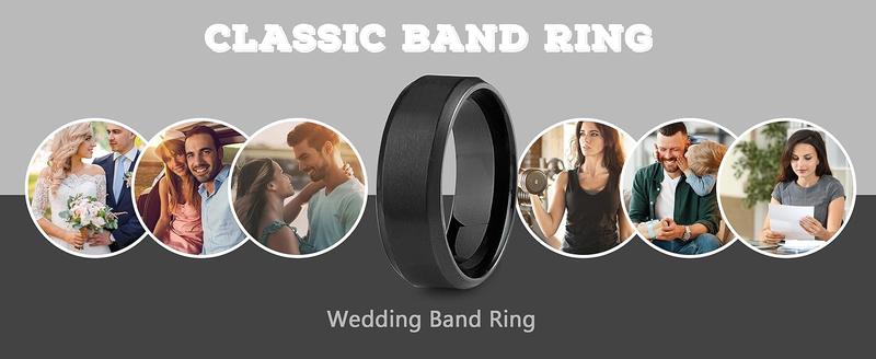 Jstyle Stainless Steel Rings for Men Wedding Ring Cool Simple Band 8MM Width 3 Pcs A Set