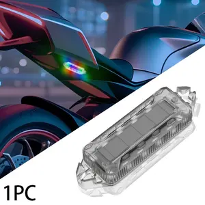 Solar Powered RGB LED Warning Strobe Light with Vibration & Light Sensor, IP65 Waterproof 12 High Bright LED Beads Multiflash Mode Safety Marker Lamp, Self-Charging Solar Flashing Light for Car Motorcycle Bicycle Truck Scooter E-Bike Bike Lights