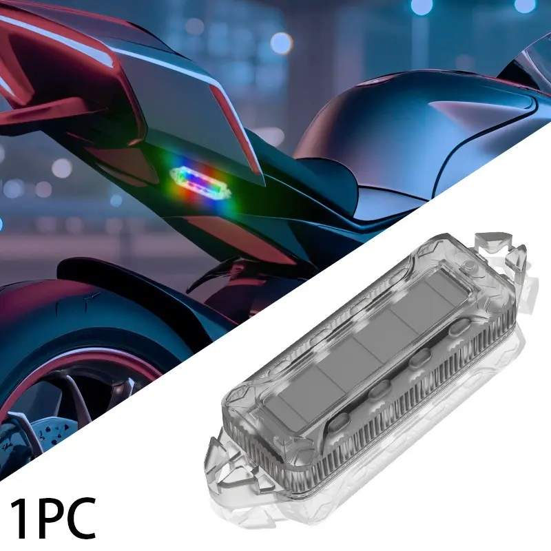 Solar Powered RGB LED Warning Strobe Light with Vibration & Light Sensor, IP65 Waterproof 12 High Bright LED Beads Multiflash Mode Safety Marker Lamp, Self-Charging Solar Flashing Light for Car Motorcycle Bicycle Truck Scooter E-Bike Bike Lights