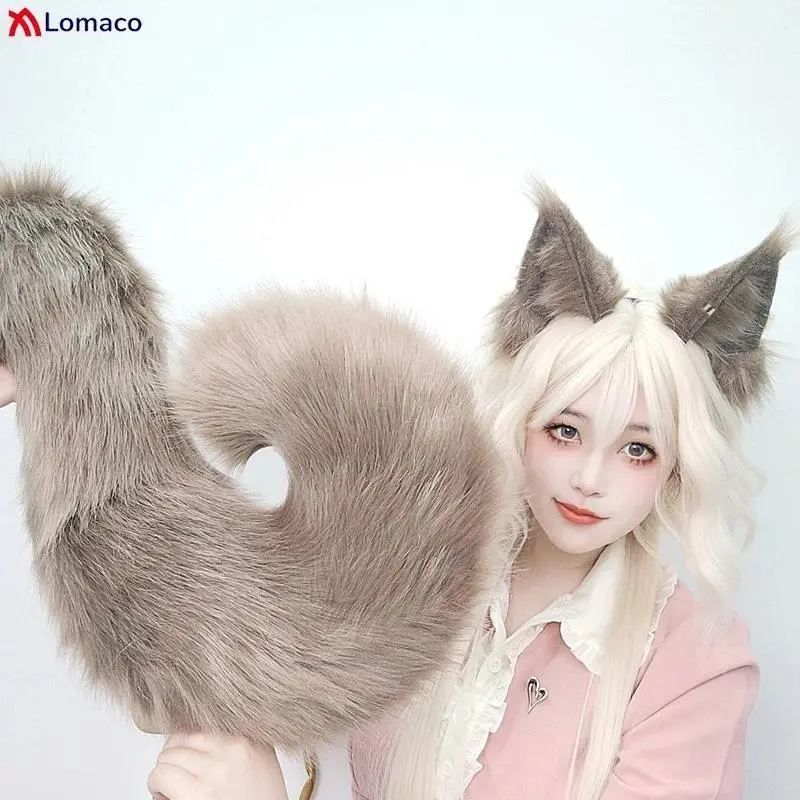 Cute Plush Chipmuck Ears Hairbands Furry Squirrel Tail Animal Ears Tails Fursuit Chip Dale Cosplay Props Costume Accessories
