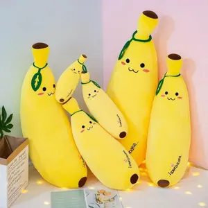 Cute Long Strip Banana Stuffed Body Pillow Large Realistic Banana Cushion Cartoon Expression Sofa Bedroom Cushion Home Decor