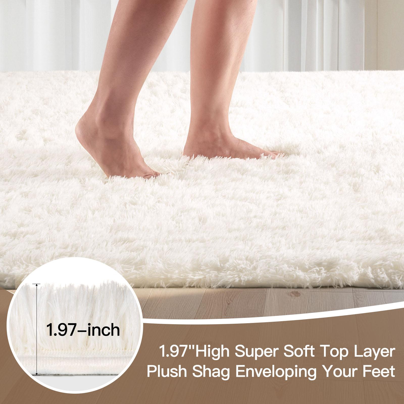 FAMVAL Large Size Plush Rugs Big Fluffy Area Rug Non-slip Soft Shaggy Carpet Mats for Livingroom Bedroom Nursery Home Decor Ivory White Christmas gifts
