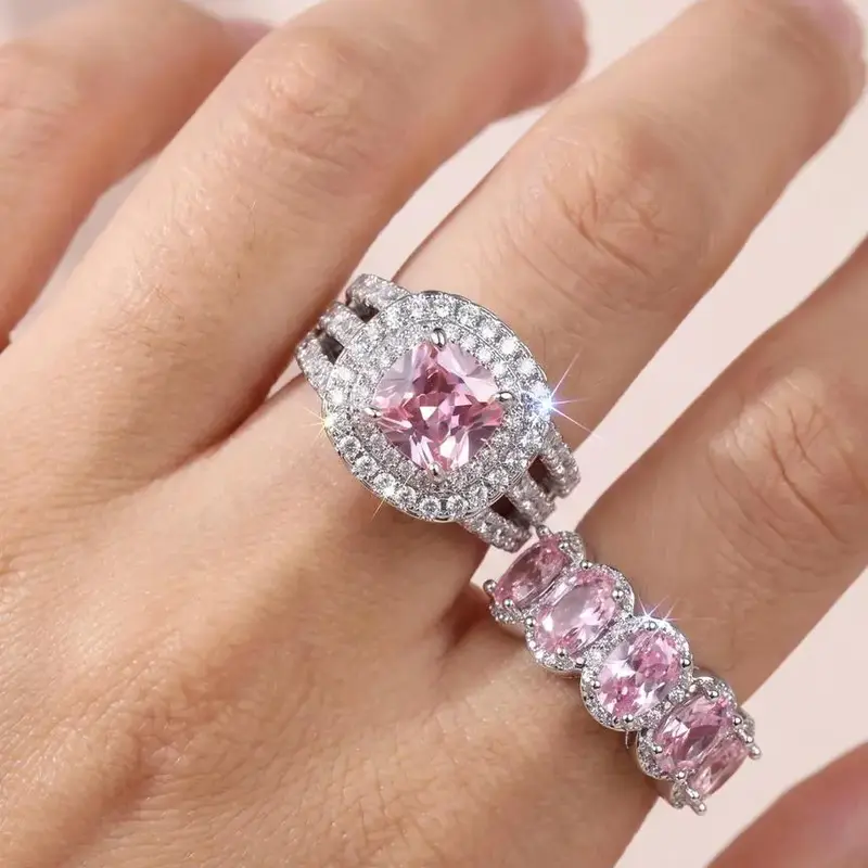 Elegant Temperament Zirconia Ring Set, Fashion Accessories for Women, Trendy All-match & Exquisite Jewelry for Birthday Gift, Engagement Ring Set, Solitaire Stackable Rings, Statement Multi Ring, Stackable Finger Rings