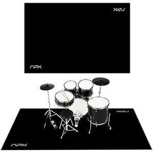 Drum Mat Rug with Non-Slip Grip Bottom, 5x3 ft Noise Reducing Drum Carpet for Floor Protection, Drum Set Rug for Electric Bass & Jazz Drum Set, Soundproof Floor Mat, Ideal  for Drummer, Black