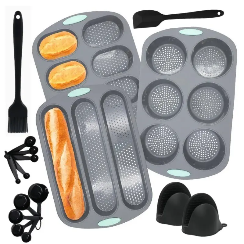 Silicone Baking Mold Set, 4-17 Pieces, Large Bread Pan, Dishwasher Safe, Ideal for Homemade Bread, Christmas & Holiday Baking, Silicone Molds
