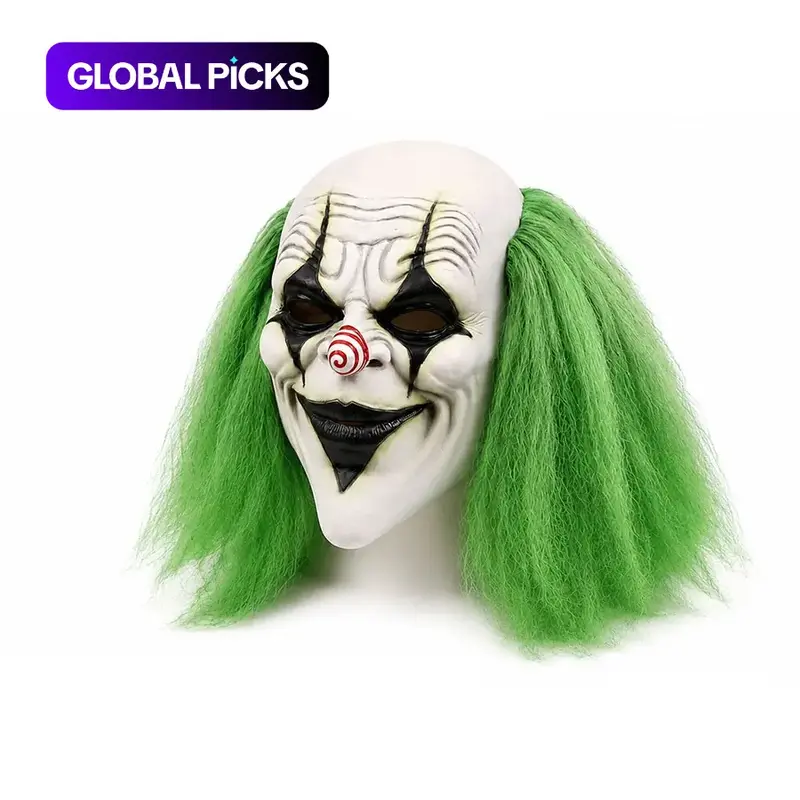 1/2pcs Horror Hair Clown Mask, Real Latex Full Face Realistic Mask, Halloween Costume Cosplay Party Props, Scary Mask for Events #GLOBAL PICKS