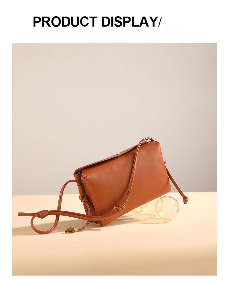 2026 New Crossbody Small Square Bag Niche Simple Double-layer Genuine Leather Small Bag Women's Bag Minimalist Style Commuter Shoulder Bag