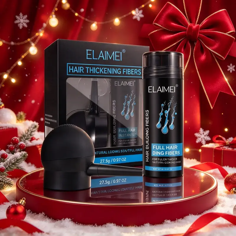 Elaimei Hair Fiber Powder Set, 4 Colors Available, 27.5g/0.97oz, Thickening Spray, Instantly Conceal Sparse Hair, Men and Women