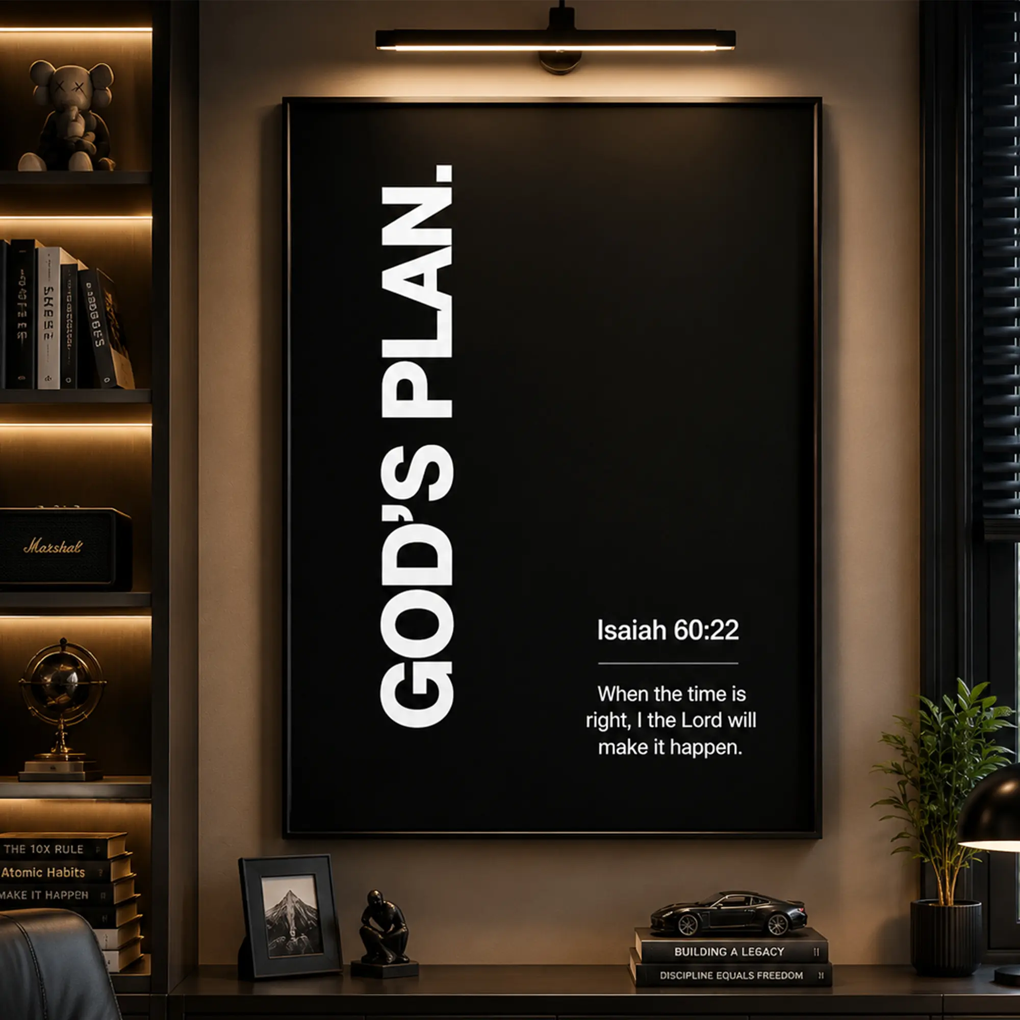 God's Plan Isaiah 60:22 Scripture Black-White Religious Canvas Wall Art - Framed/Unframed Prints, Christian Gift, Inspirational Home Office Bedroom Decor, Bible Verse Posters & Prints