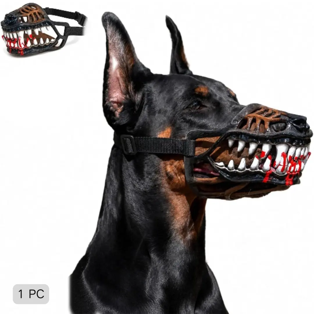2027 Upgraded Hellhound Dog Mask, Halloween Scary Monster Dog Muzzle Costume, Natural Latex Pet Face Mask with Realistic Teeth, Adjustable Strap, Holiday Party Costume for Medium Large Dogs