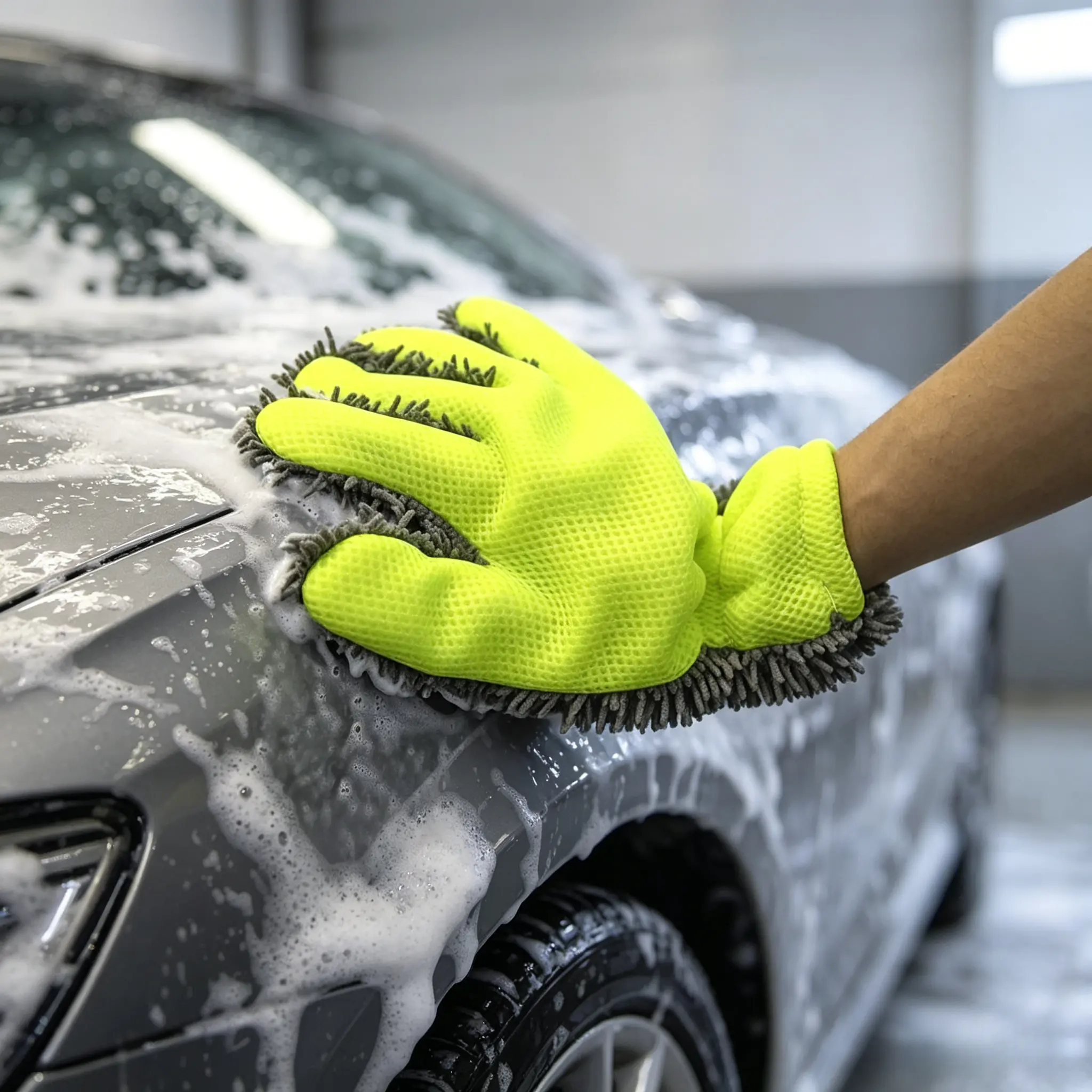 Premium Microfiber 5-Finger Car Wash Mitt - Scratch-Free Chenille, Ultra-Soft, Thick Inner Coating, Swirl-Free Finish for Vehicle Detailing, Car Cleaning Supplies Car Washing Sponges Mitts Car Accessories-YY1