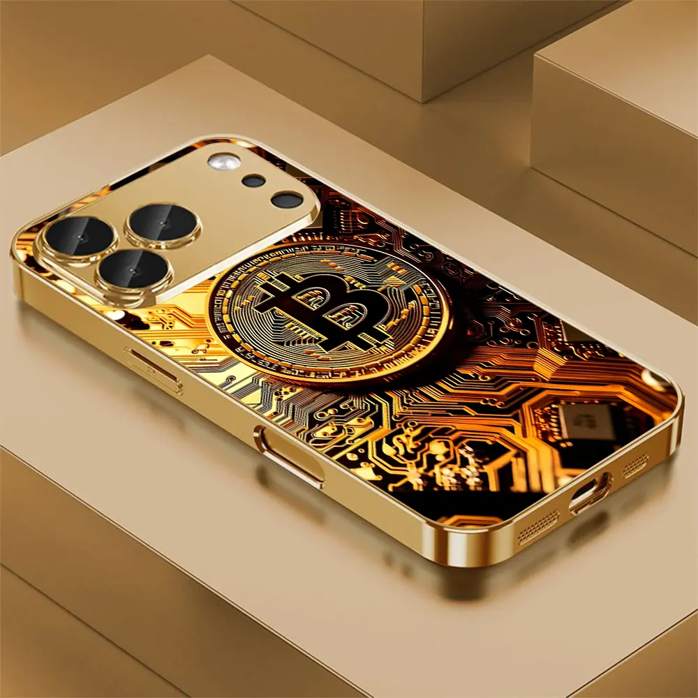 Bitcoin Circuit Board 2D Printed Pattern All-Inclusive Phone Case Accessories - Compatible with iPhone 17 Pro Max,16,15,14,13,12,11 & Samsung Galaxy S25 Ultra,S24,S23,S22,S21,S20,A Series - ZQ221
