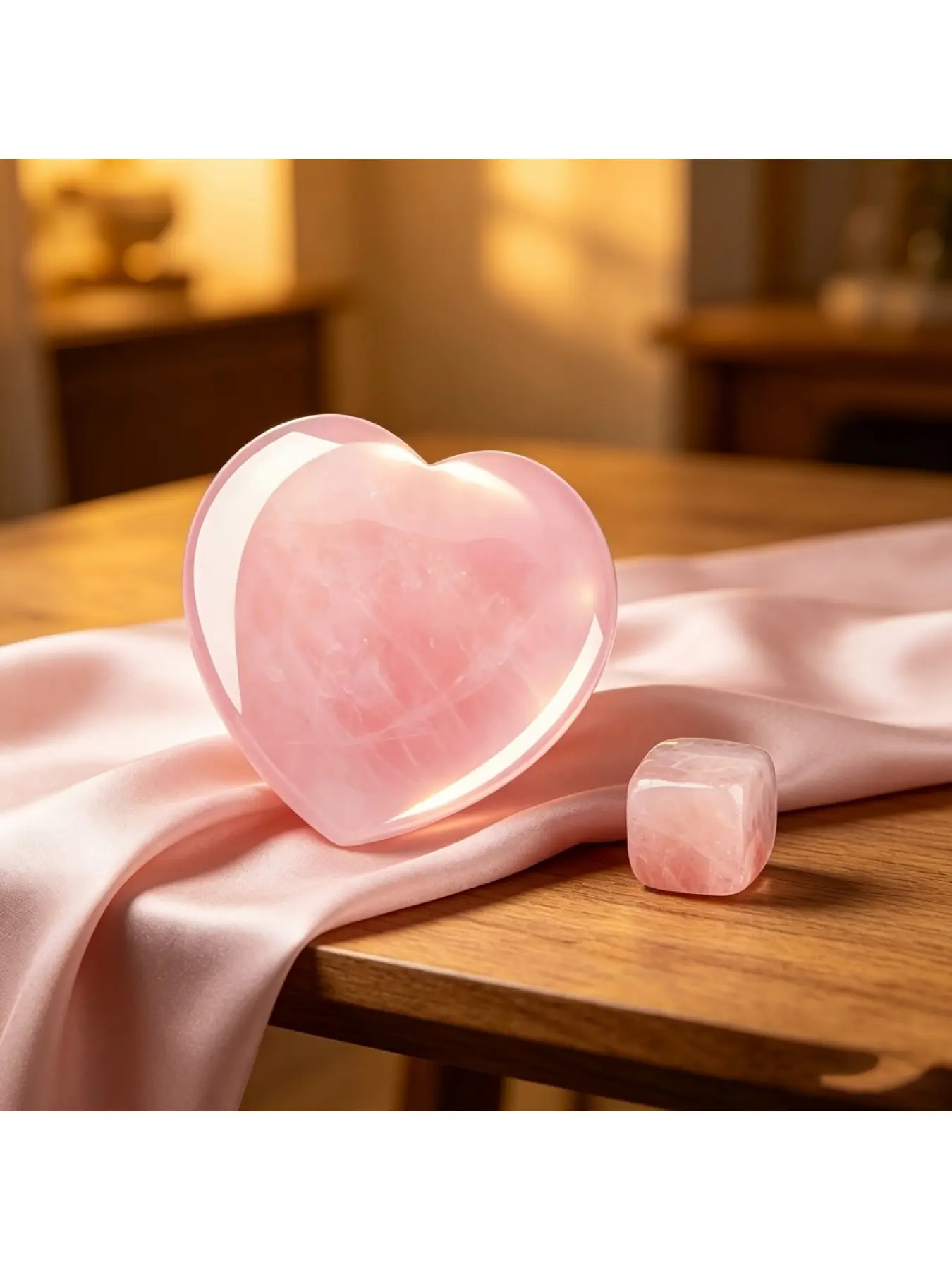 2 pcs hand-carved 4.5cm/1.77in natural rose quartz crystal heart palm stone ornaments paired with adorable square pink crystal accessories, chakra-balancing energy pocket crystal guardian jewelry spiritual small items, suitable for collecting handicraf