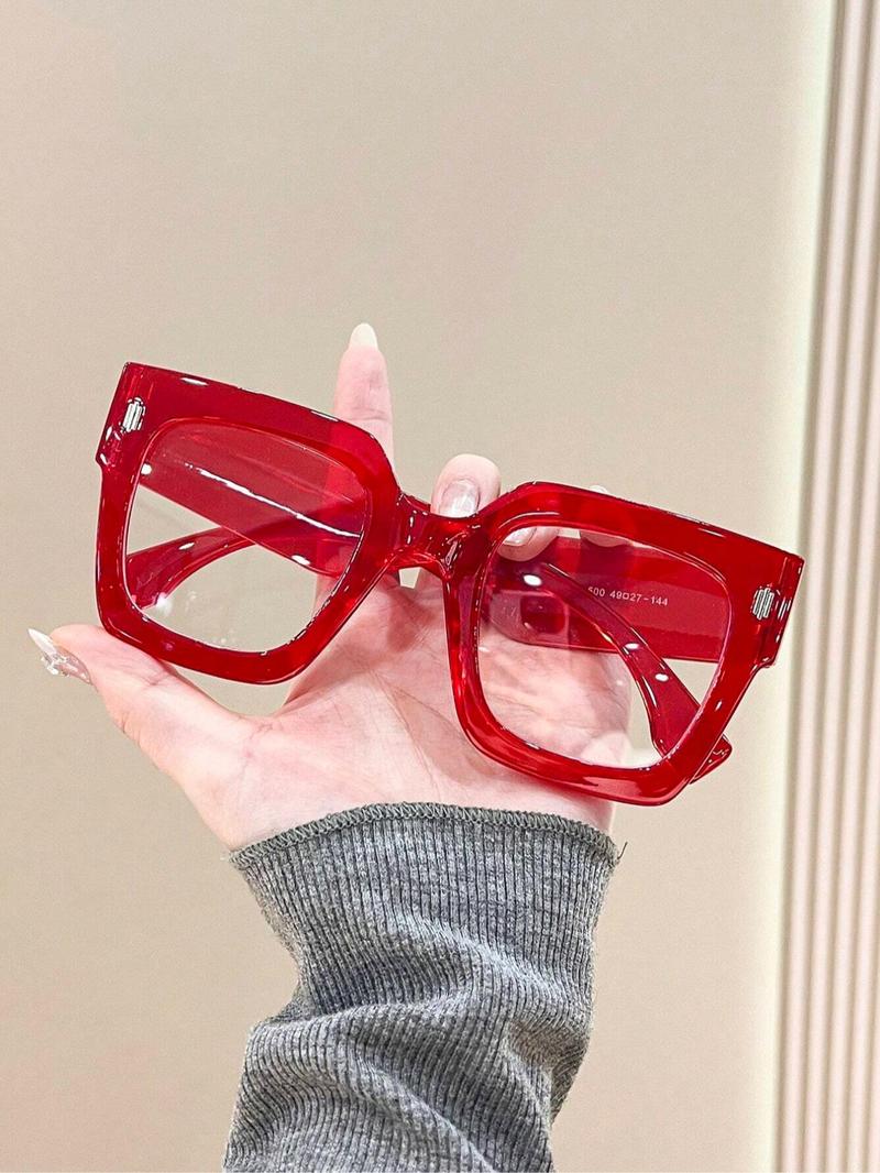 Cute Square Frame Eyeglasses, Basic Fashion Anti-blue Light Eyeglasses for Women & Men, Fashion Eyeglasses for Work, Daily Clothing Decor, Perfect for Student Daily Use