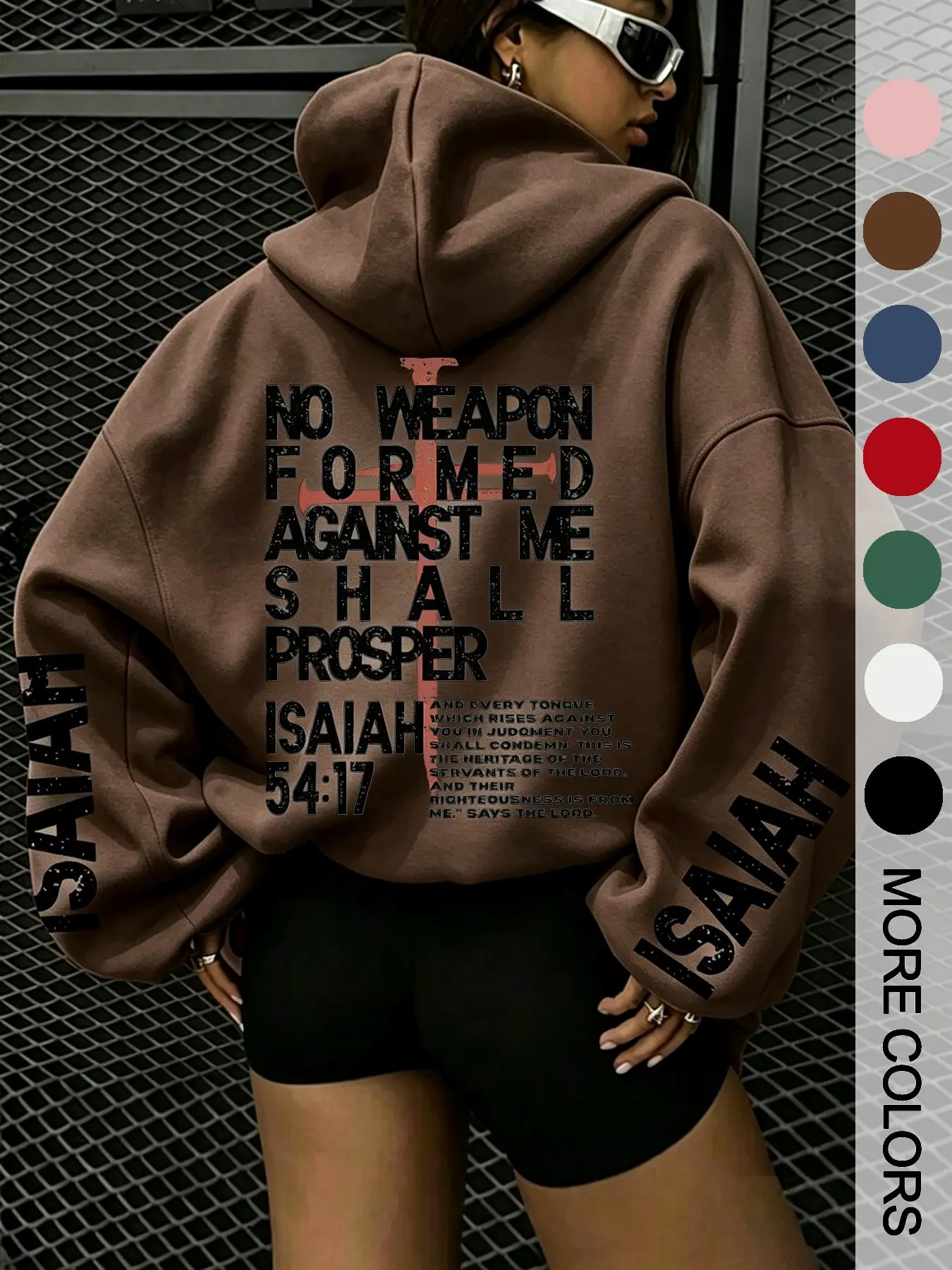 Women's Cross Print Hoodie, Vintage Letter Long Sleeve Loose-Fit Sweatshirt, Back Bible Verse Design, Perfect for School and Teacher's Day Gift