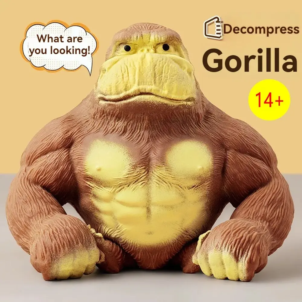 Novelty Soft Indestructible Gorilla Decompression Toy, Funny Antistress Squeeze Gorilla Statue Doll, Portable Stress‑Relief Creative Desk Toy for Daily Leisure Gift