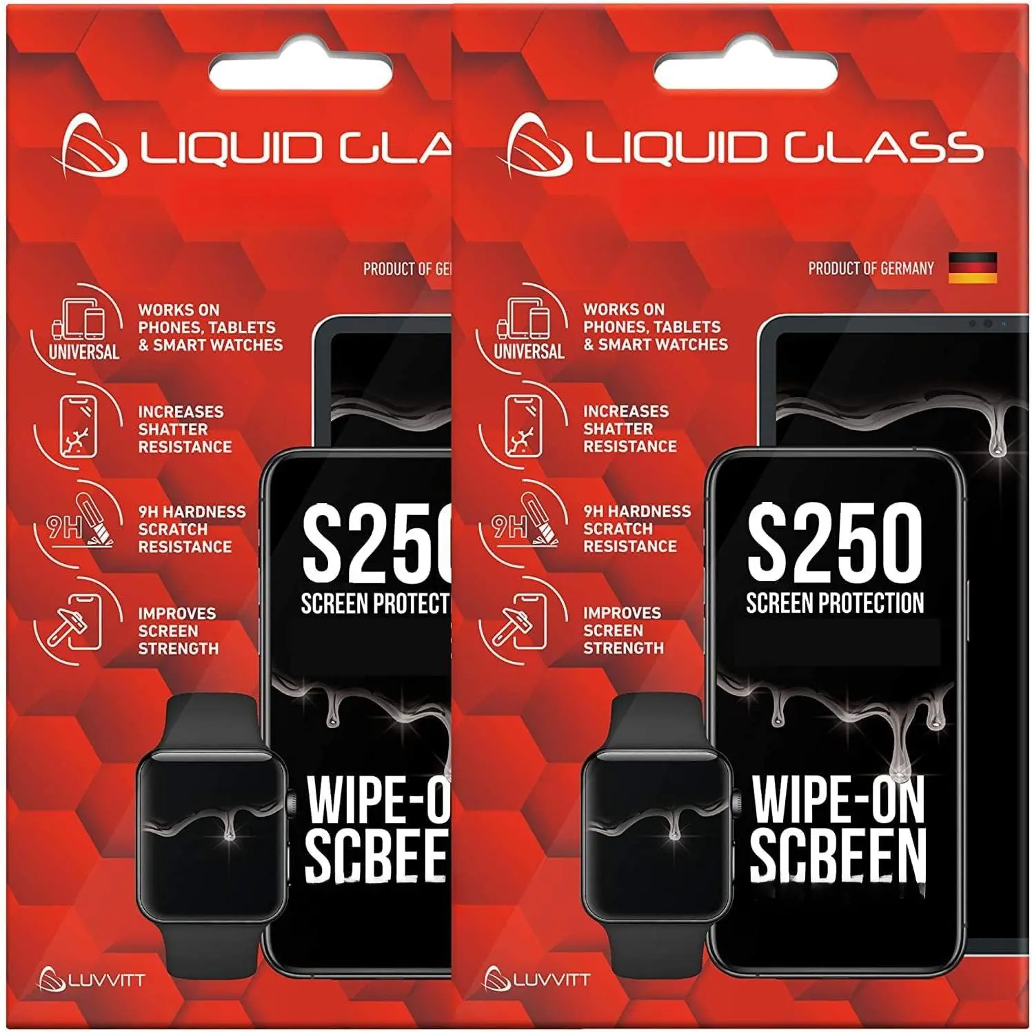 2 Pack Liquid Glass Screen Protector with $250 Screen Protection (each) for  Smartphones Tablets and Watches -  Fit