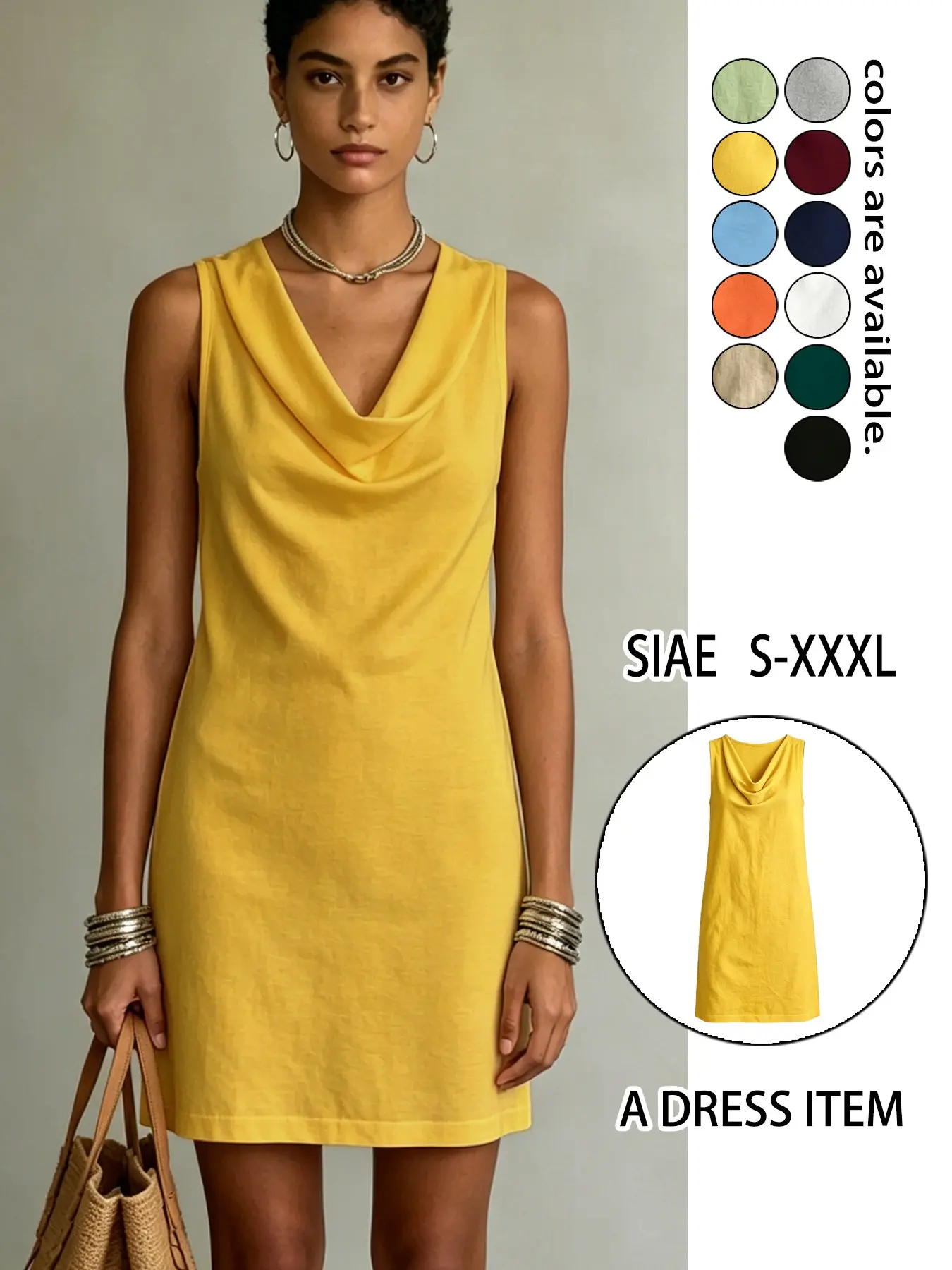 Classic Sleeveless Solid Straight Dress, Comfortable Loose Fit, Casual Women's Clothing, Non-Body-Conforming, Easy to Wear, Perfect for Relaxing, Casual Summer Dress