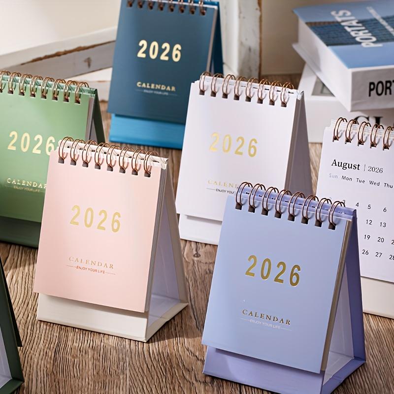 2026 Mini Desk Calendar, Monthly & Weekly Planner, Thick 250g Paper, Twin Wire Binding, Multiple Colors Available, Home Office Organizer, Office Stationery Supplies