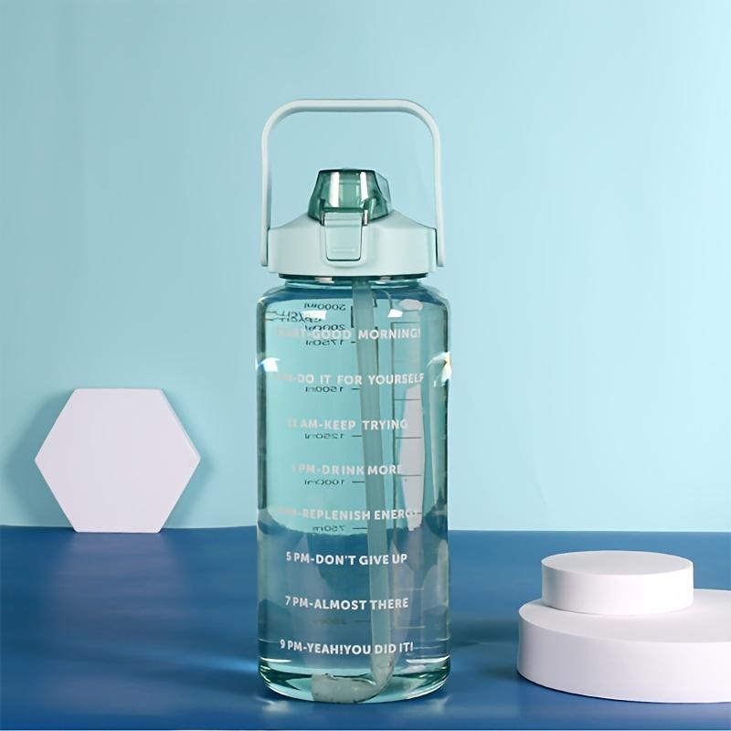 2000ml/67oz Large Capacity Water Bottle with Time Marker, Leakproof BPA-Free Tritan Plastic, Motivational Sports Bottle with Straw and Handle for Outdoor Fitness, Hydration Tracking Water Jug Drinkware Cup Tumbler Mug Bottled Washable