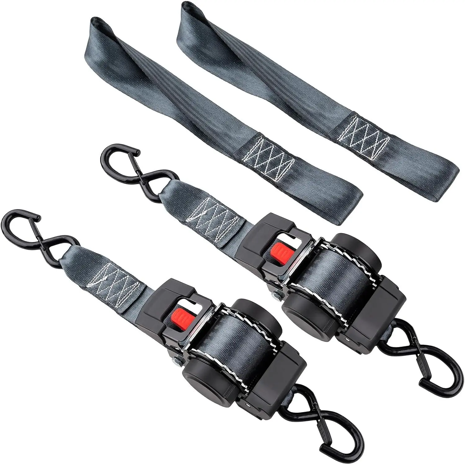2 Pack Retractable Ratcheting Straps - 2 Inch x 10 Feet| 3,000lbs Break Strength,-Duty Ratchet Tie-Down Straps for Moving, Cargo,Truck, Motorcycle