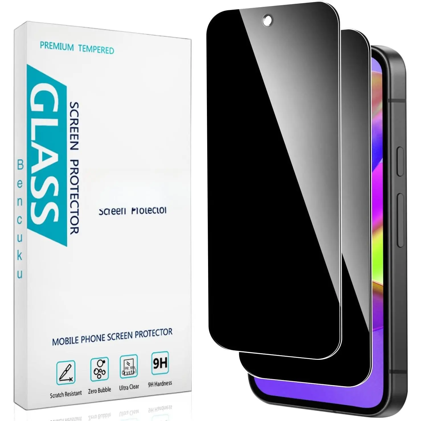 (2 Pack) Pixel 10a Anti-Spy Tempered Glass Screen Protector for Smartphone, Handheld, Cellphone Devices, 9H Hardness, Anti-Scratch, Bubble-Free Protection, Casing