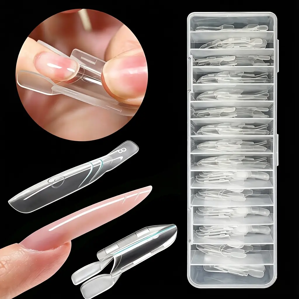 Reusable 120pcs Clear Numbered Dual Nail Forms for Poly Gel Nail Extension Durable Transparent Nail System Molds Fit Both Hands Home DIY Salon Professional Manicure