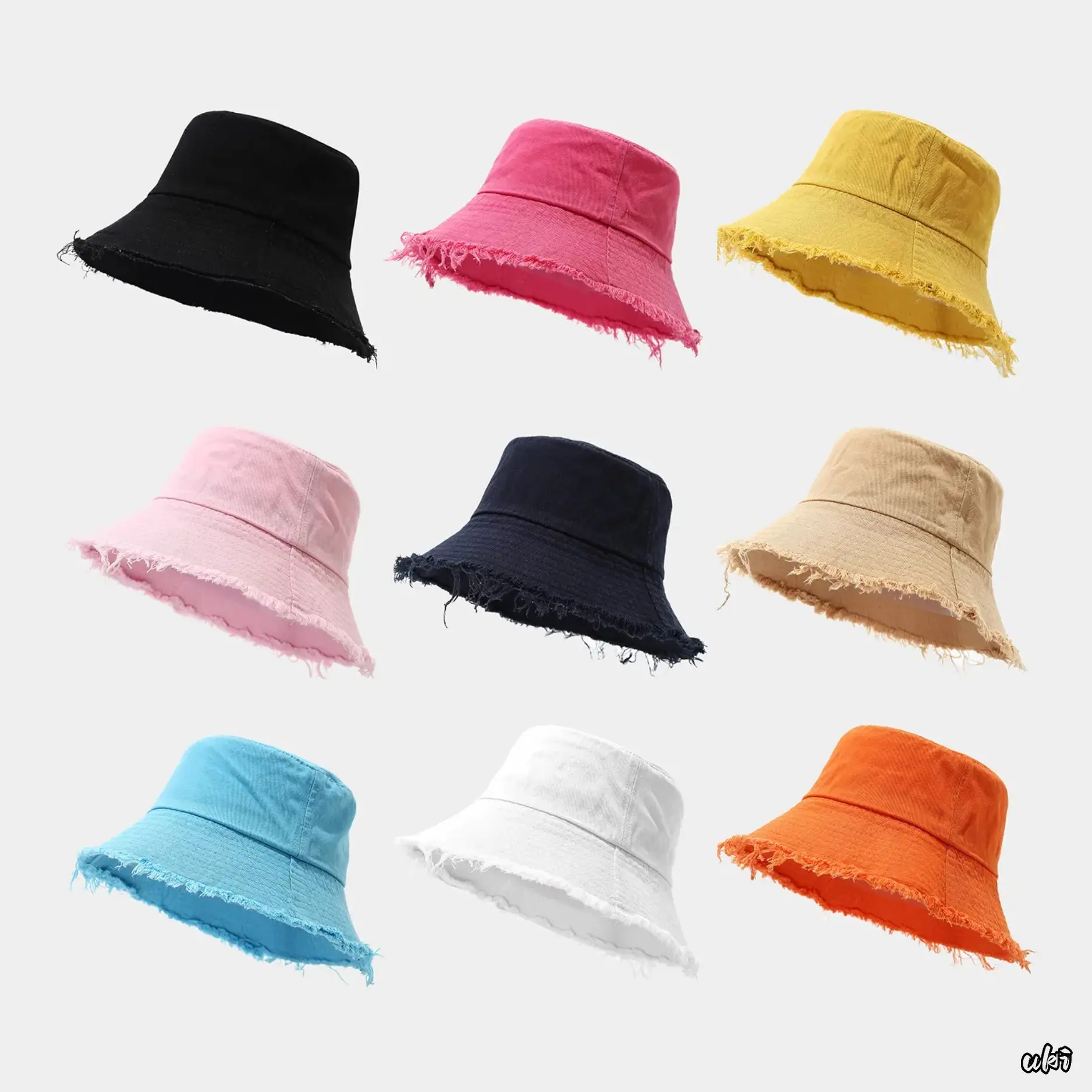 Unisex Bucket Hat, Solid Color Cotton Canvas with Frayed Edge, Packable for Summer Beach Travel & Outdoor Sports, 1 Size Fits All, Beach Hat, One Size Fits All