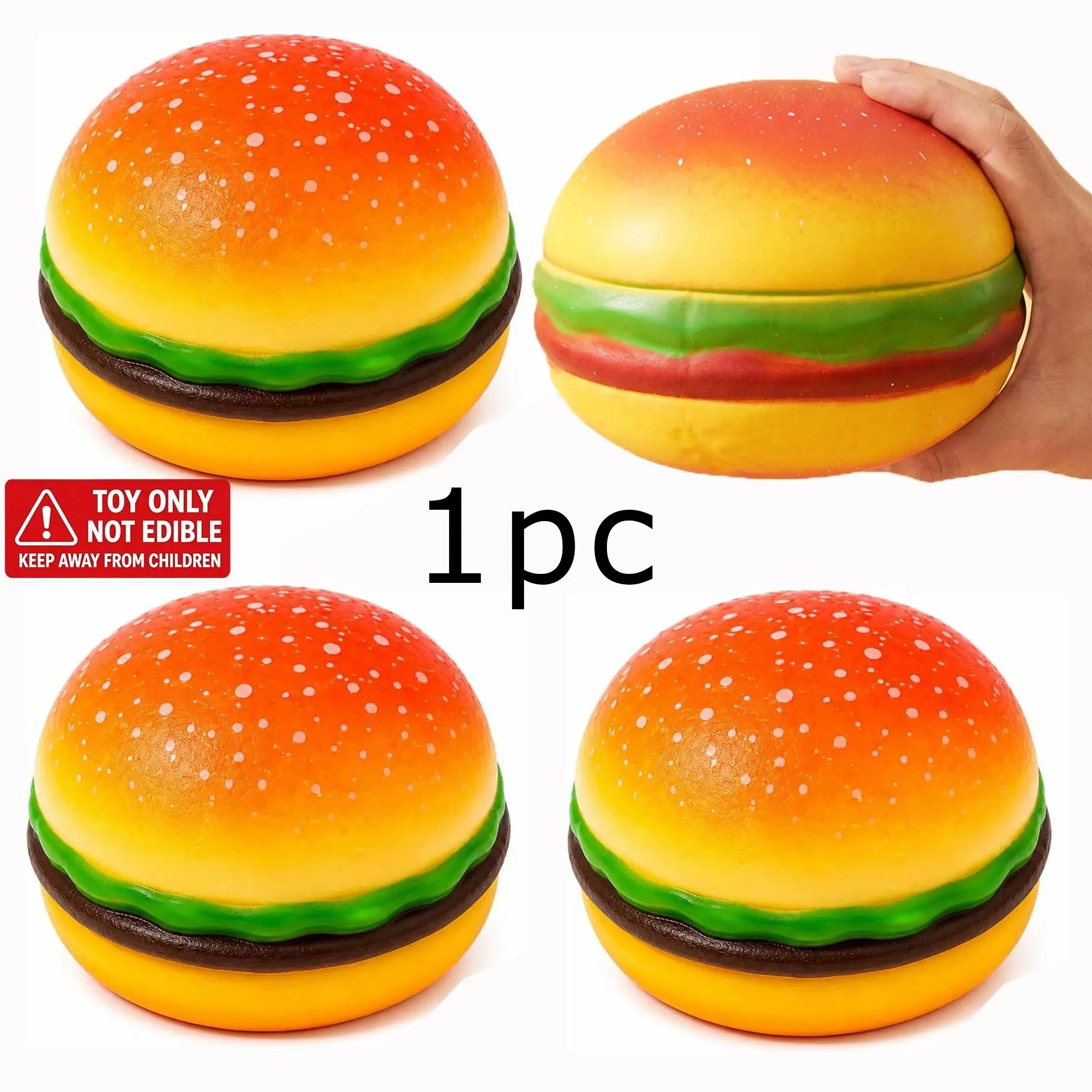Giant Hamburger Stress Relief Toy Hamburger Toys for Birthday Party Fun and Cute Christmas Stocking Stuffer Supplies Favors and Decorations Ideal for Boys and Girls Autism Decompression Squeeze