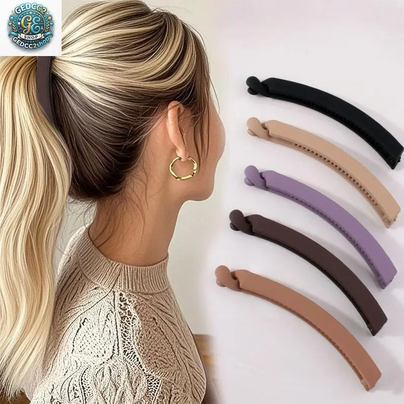 Matte Banana Hair Clip for Women, Vertical Ponytail Hair Claw with Minimalist Design, Lightweight Hair Clamp for Thin Hair, Updos and Everyday Hairstyles