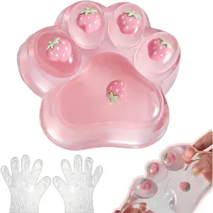 Large Cat Paw Taba Squishy Squeeze Toys 5-inch Pink Fufu Squishy with Plastic Gloves Sensory Stress Relief Fidget Toys for Party Favors Sensory Anxiety Toys for Adults