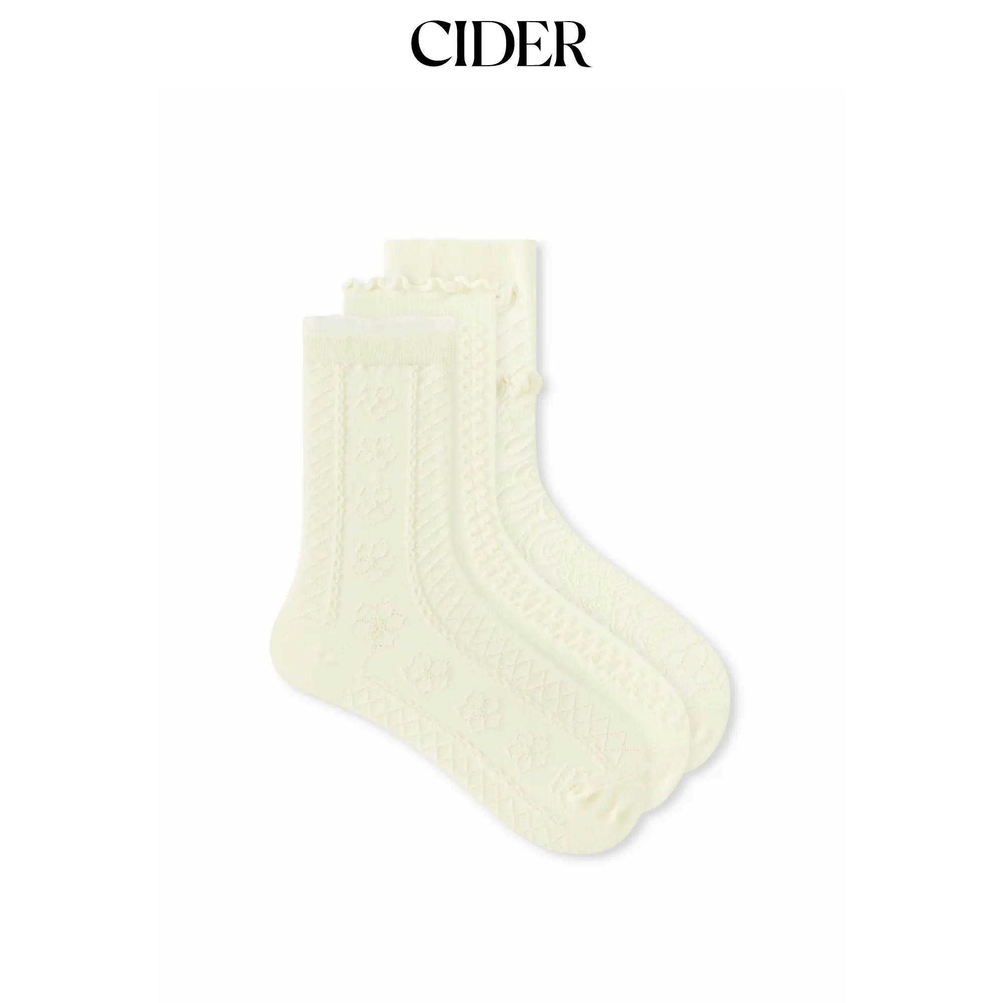 Cider 3 PAIRS CABLE KNITTED CREW SOCKS SET