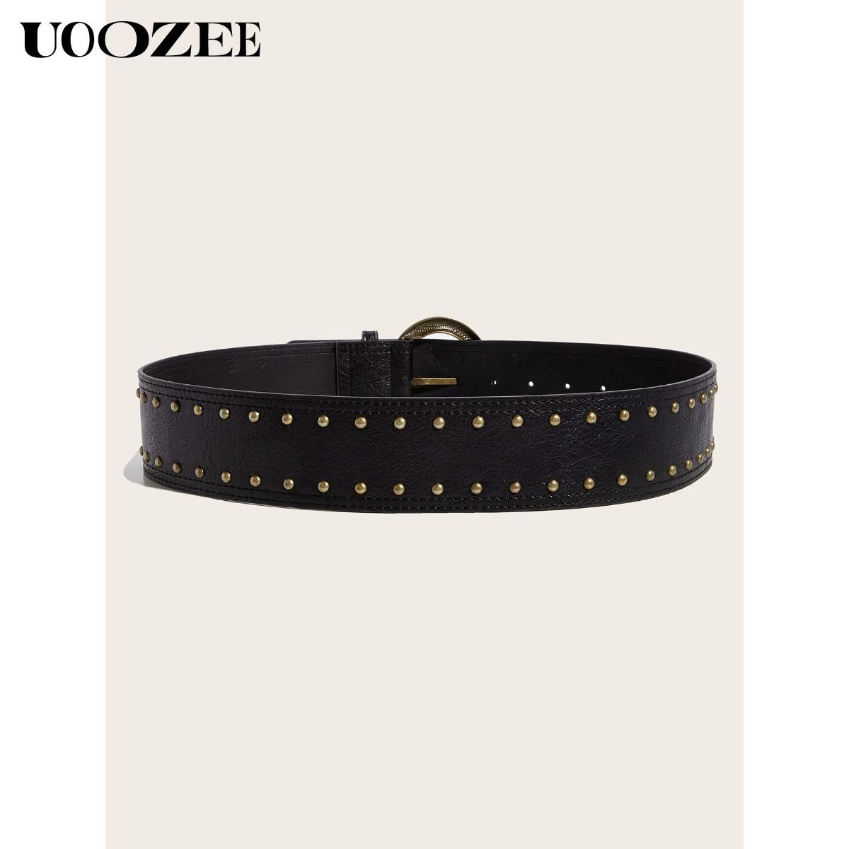 UOOZEE 2025 Fashion Punk Style Rivet Personality Belt Decoration Versatile Pin Buckle Belt Trendy Belt, Various Colors Optional