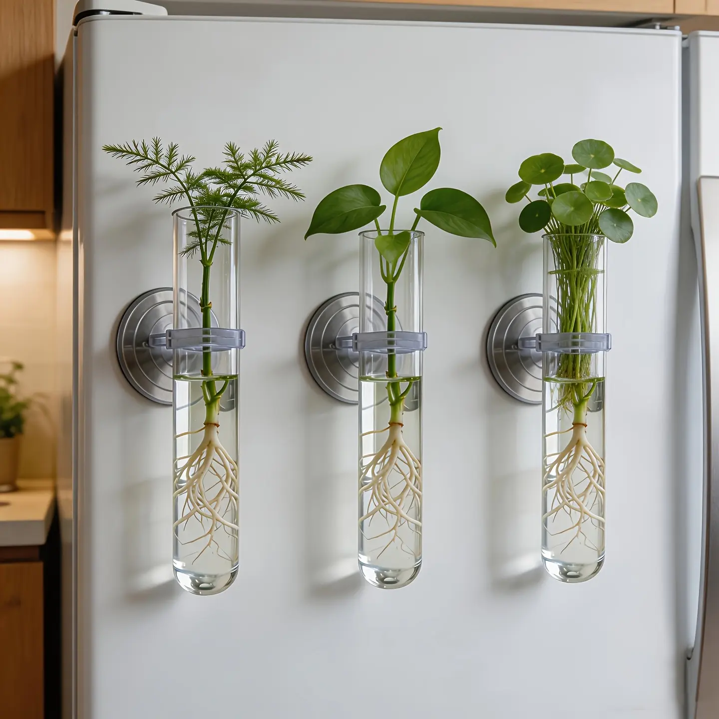 Transparent Glass Water Cultivation Seedling Box Indoor Plant Suction Cup Test Tube Vase No Drilling Wall Decoration Plant Growth Container Hydroponic Vase