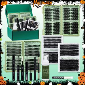 1584pcs d curl 10 styles individual false eyelashes kit, mix 8-16mm/10-16mm mega volume individual lashes soft and comfortable false eyelashes set comes with bond&seal, lash remover, lash brush, lash applicator and lash shampoo & brush, cosmetic