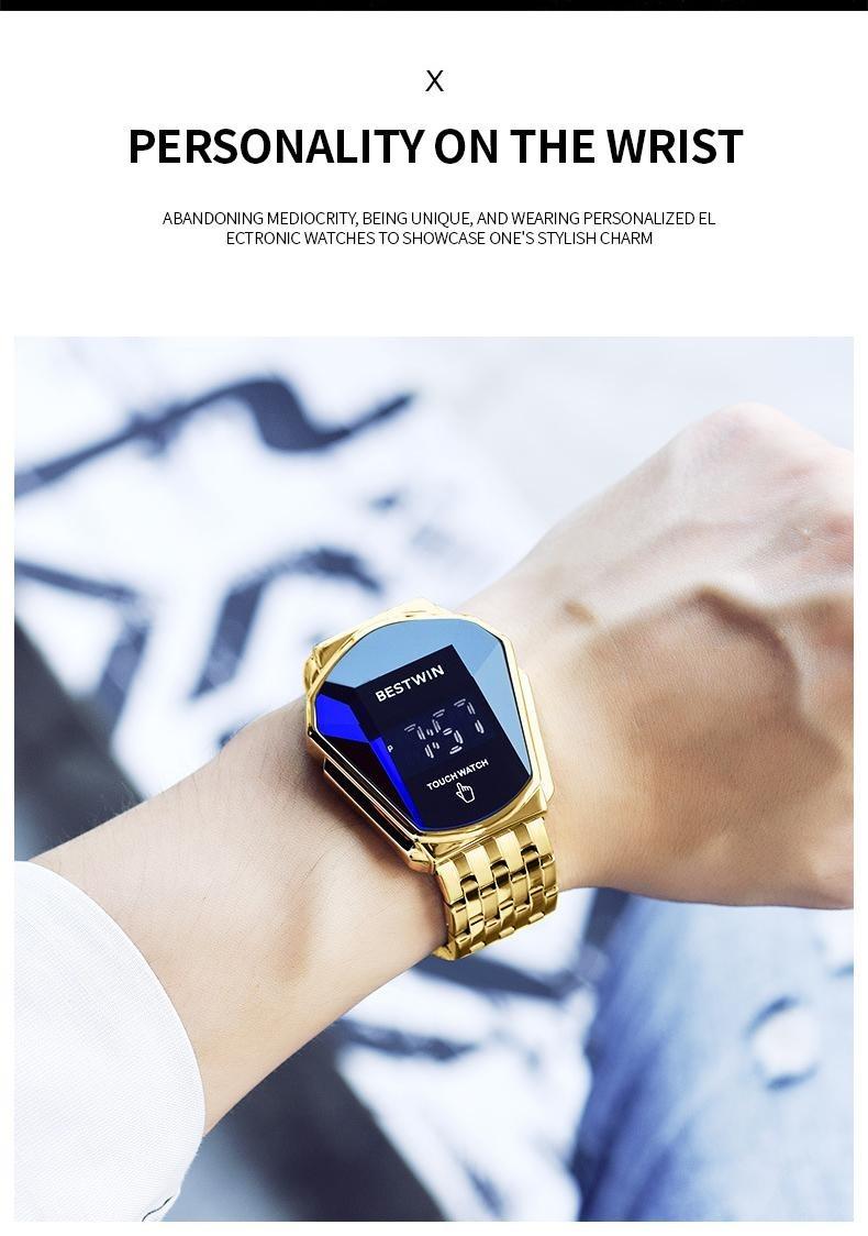 Touchscreen Racing Sport watch Luxury Mens Racing Sport​Iridescent diamond-shaped mirror surfacet WatchMultifunction Chronograph  Stainless Stee!Casual Business Stvle Perfect Giftfor Him fashionable wristwatch time display