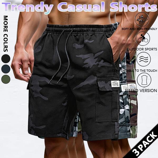 Men's new summer casual work shorts, camouflage sports capri pants, loose and casual fit, quick-drying ice silk beach shorts.